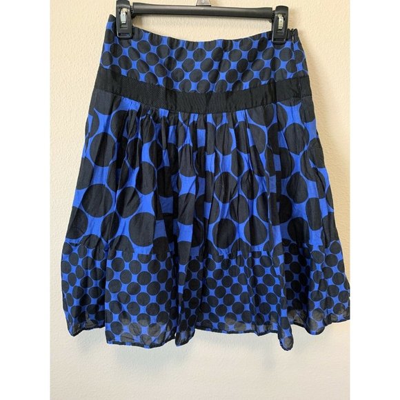 INC Women's Skirt Sz 2 Royal Blue Black Polka Dot - Picture 1 of 6